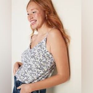 Old Navy Floral Spaghetti Strap V Neck Tank Size Large
